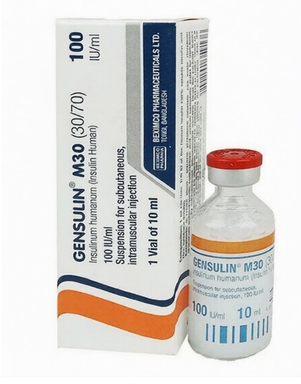 Gensulin M30 30%+70% in 100 IU/ml Vial _ জেনসুলিন এম৩০ ৩০%+৭০% ১০০ আইইউ/মিলি-তে ভায়াল